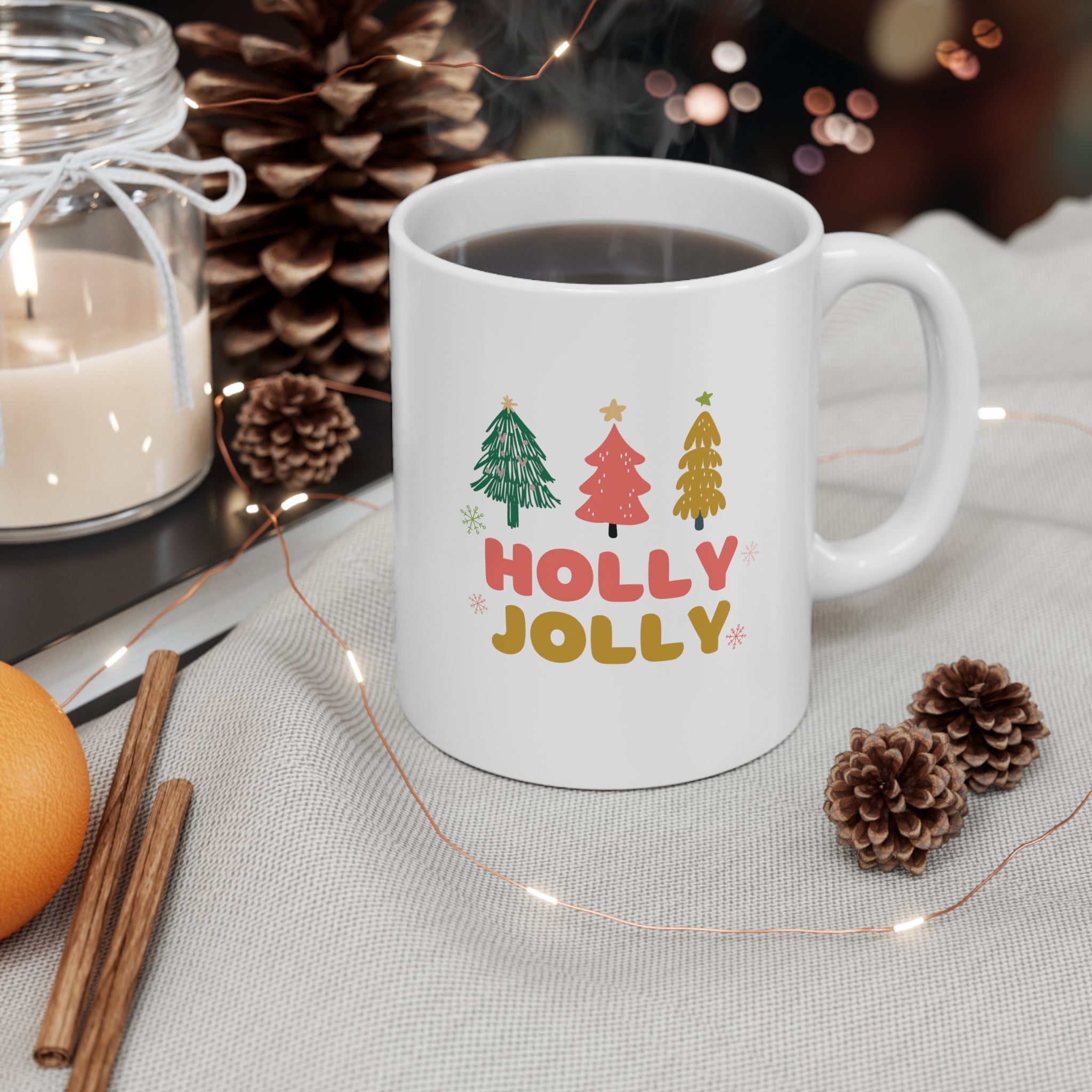 Holly Jolly Holiday Mug - Festive Christmas Coffee Mug