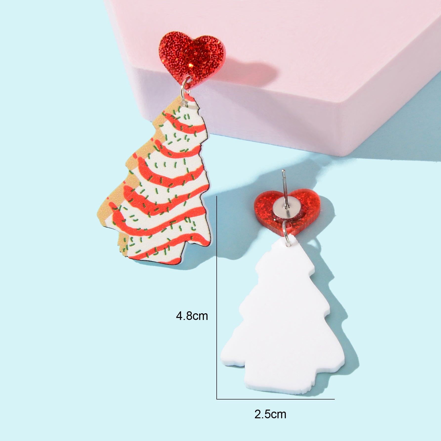 Festive Christmas Tree Pendant Dangle Earrings Dainty Seasonal Gifts