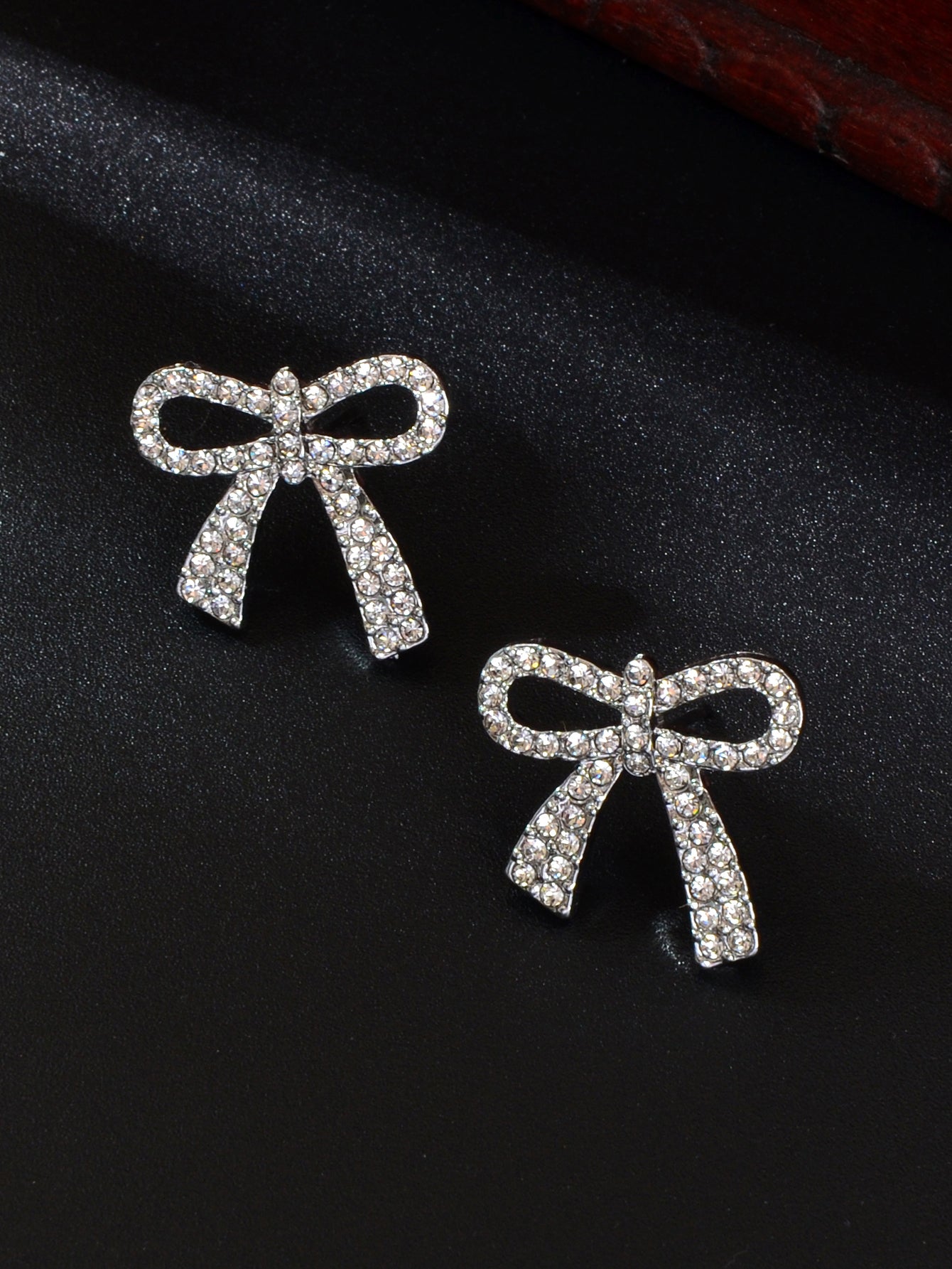 Party Jewelry Sparkly Rhinestone Gold Plated Bow-knot Stud Earrings