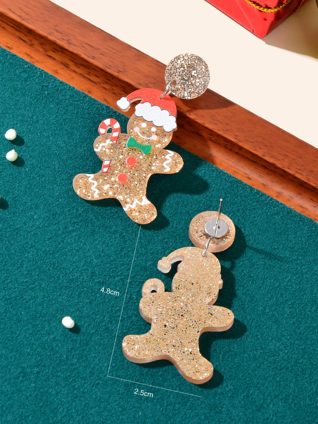 Christmas Gift Sparkling Acrylic Gingerbread Man with Candy Cane