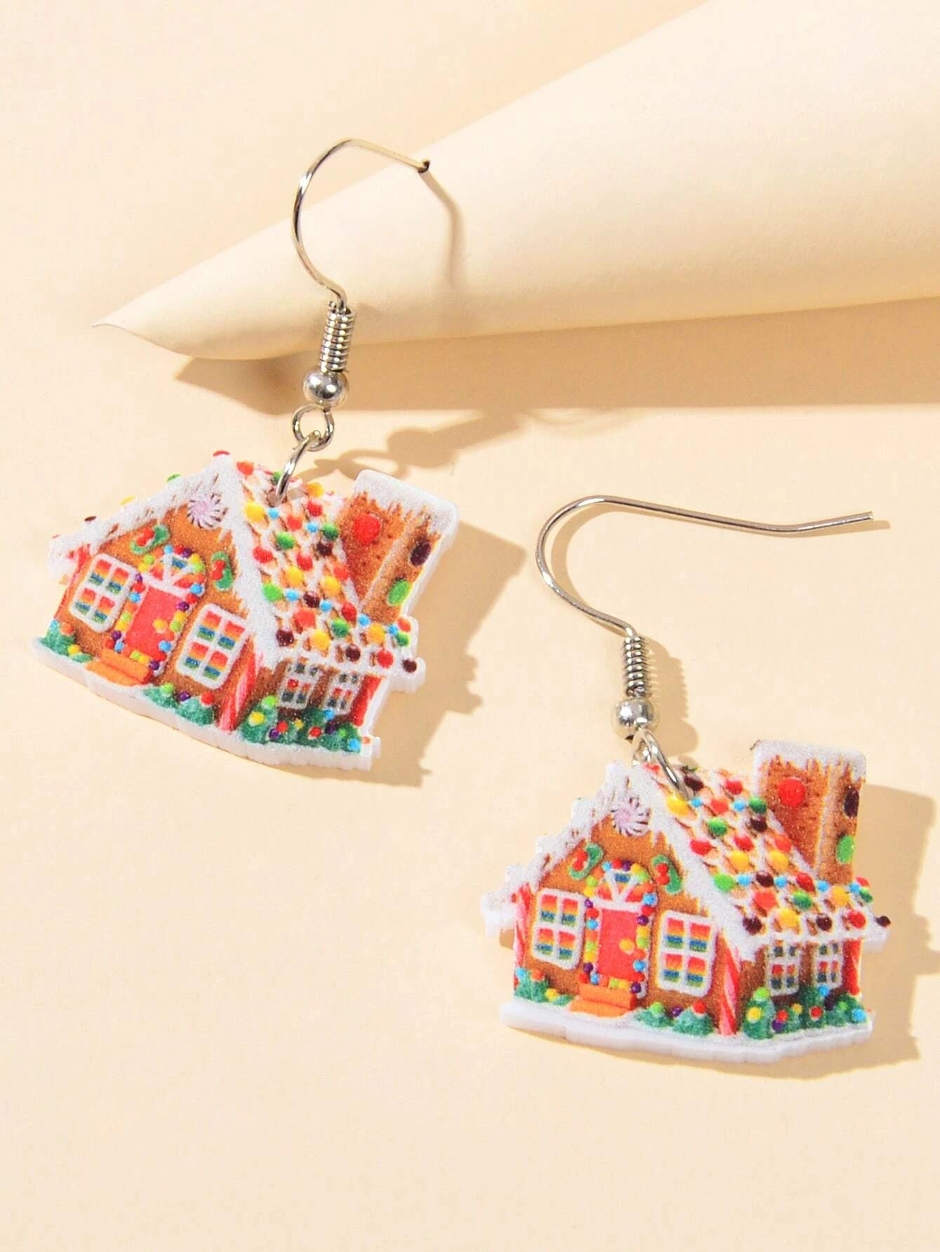 Colorful Christmas Jewellery Snow House Drop Dangle Earrings Party