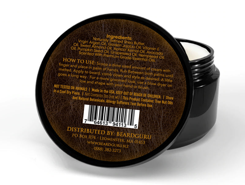 BeardGuru Old Leather Beard Cream - Hybrid Oil & Balm with Leather Scent