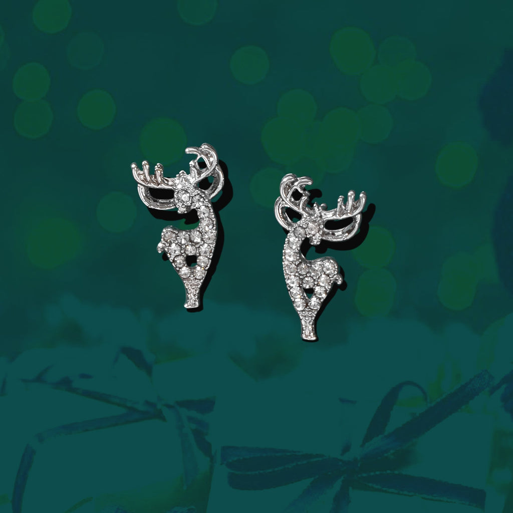 Christmas Reindeer Head Earrings Festive Holiday Deer Antler Playful