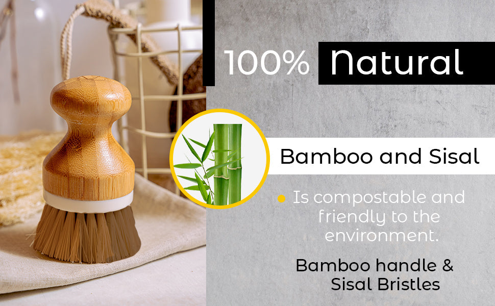 Bamboo Sisal Fiber Dish Brush – Eco-Friendly Kitchen Scrubber