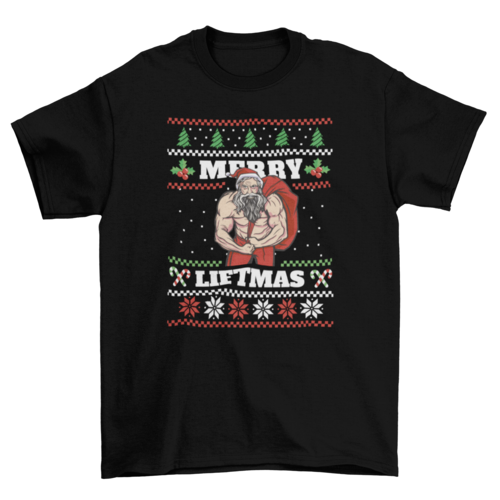 Muscular Santa Claus ugly sweater t-shirt