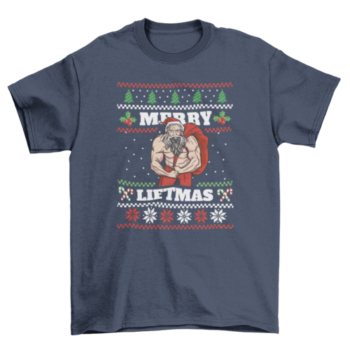 Muscular Santa Claus ugly sweater t-shirt