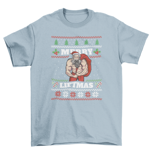 Muscular Santa Claus ugly sweater t-shirt
