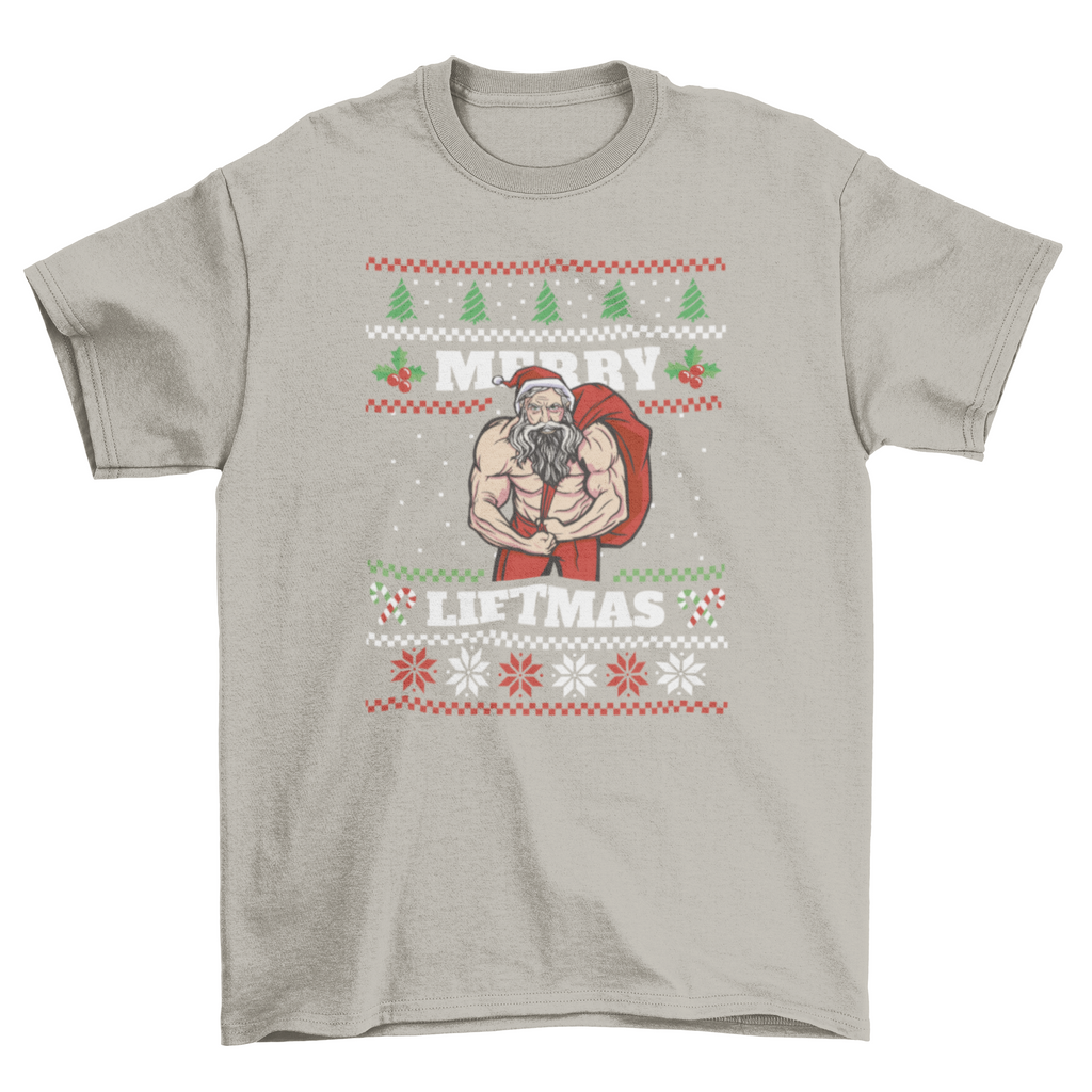 Muscular Santa Claus ugly sweater t-shirt
