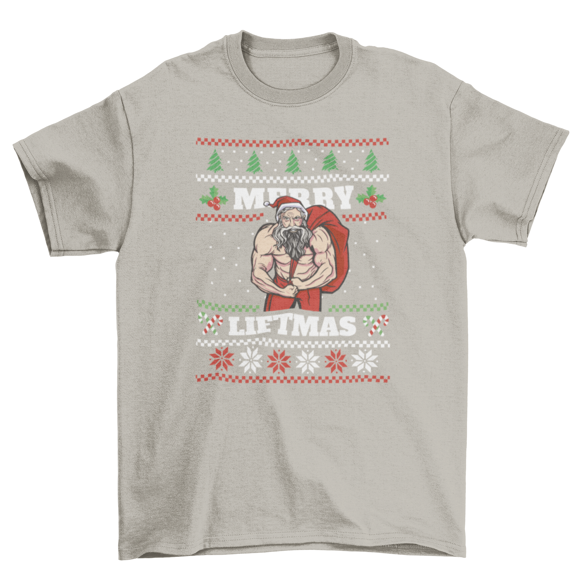 Muscular Santa Claus ugly sweater t-shirt