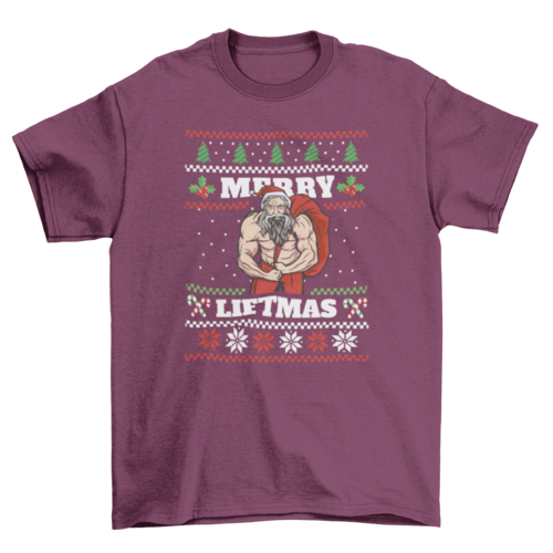 Muscular Santa Claus ugly sweater t-shirt