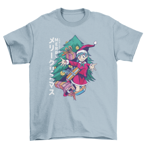 Christmas anime girl t-shirt