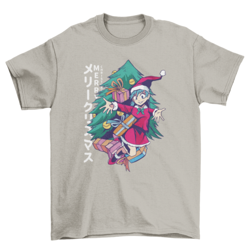 Christmas anime girl t-shirt