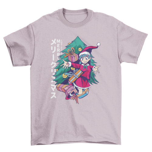 Christmas anime girl t-shirt