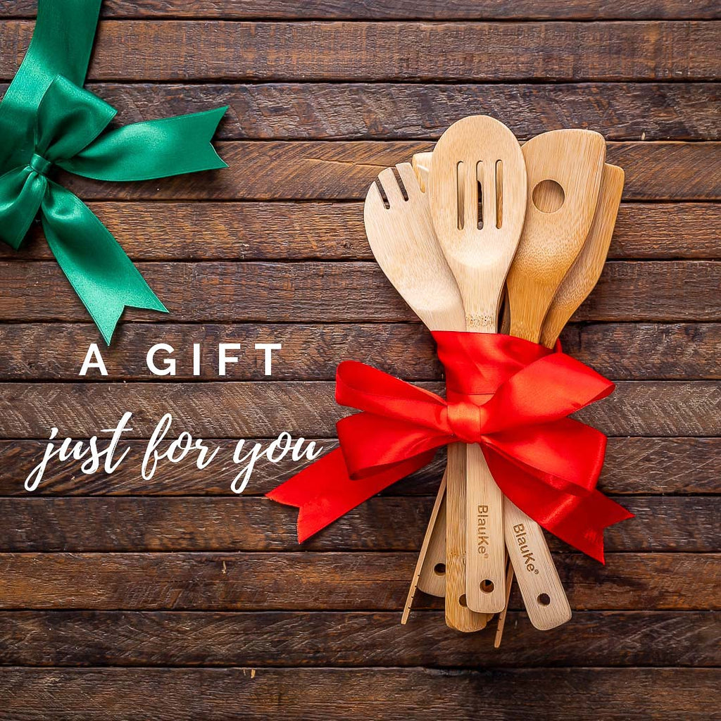 Wooden Spoons for Cooking 7-Pack - Bamboo Kitchen Utensils Set for