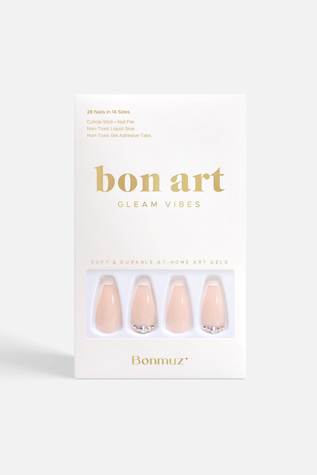 Beige Twinkle | Bonmuz Press-On Nails - Soft & Durable