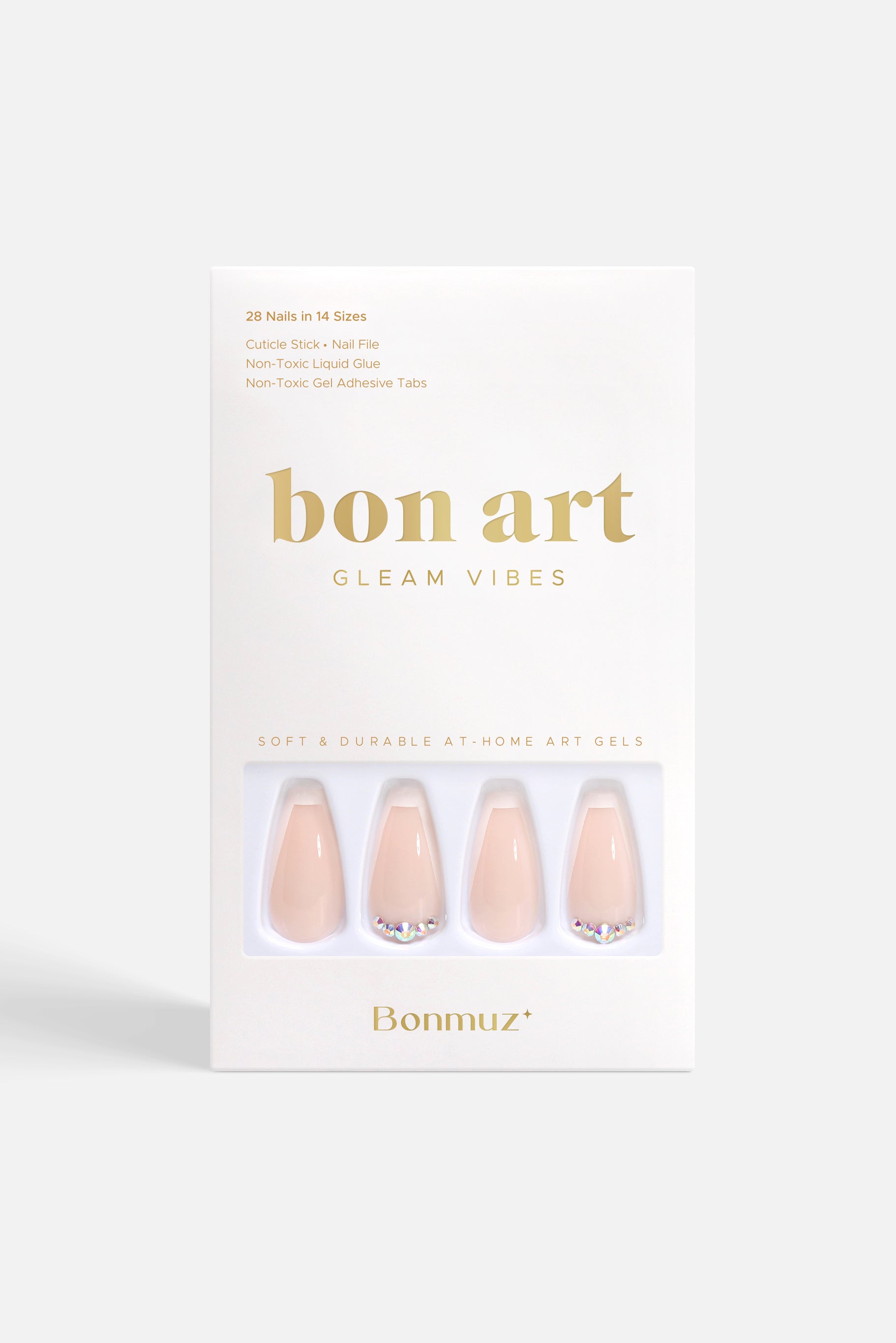 Beige Twinkle | Bonmuz Press-On Nails - Soft & Durable