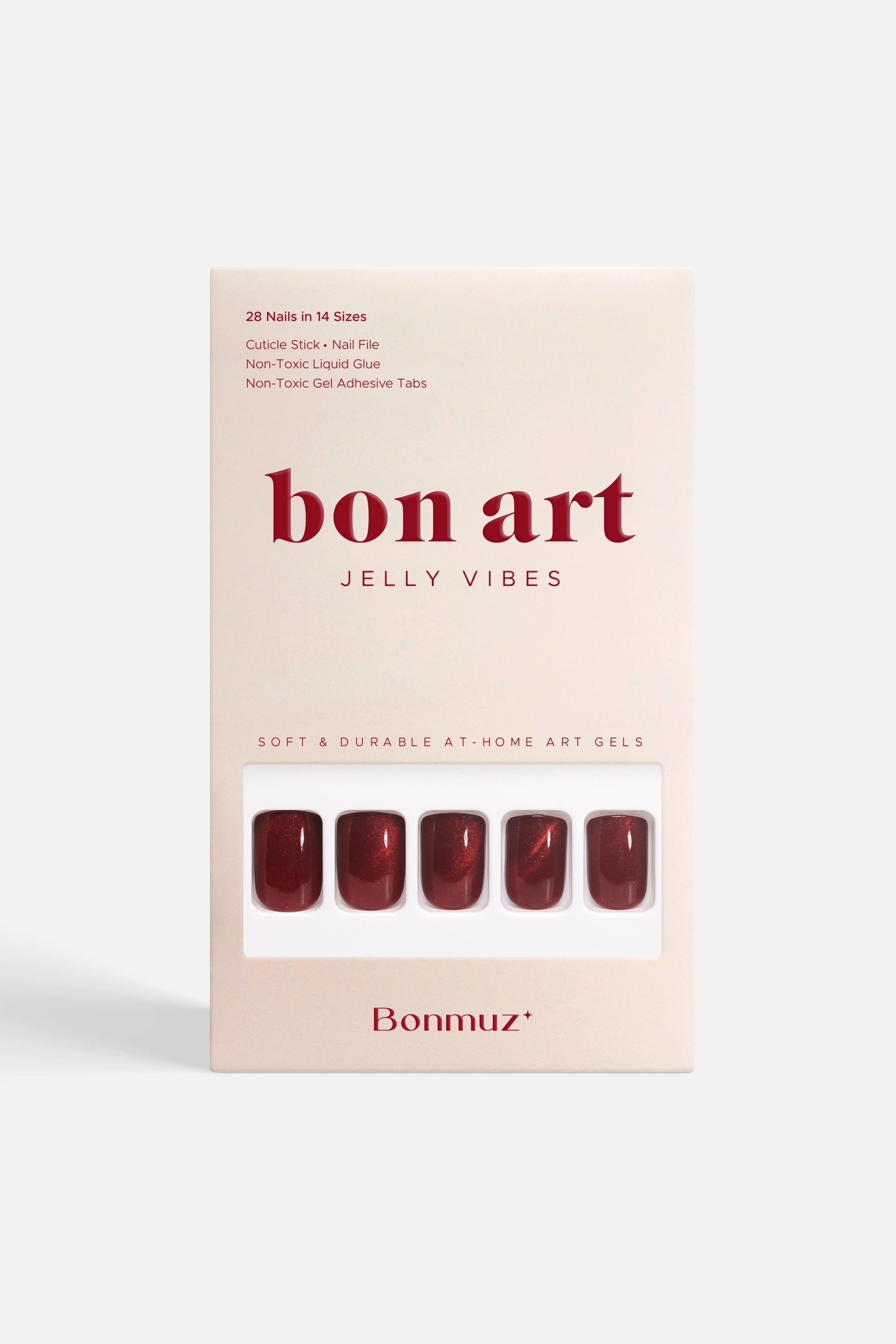 Starlite Red | Bonmuz Press-On Nails - Soft & Durable