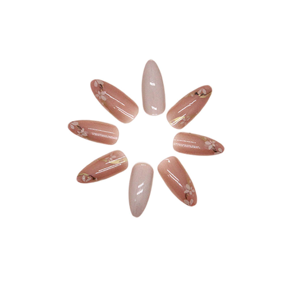 Floral Press-On Nails Kit - Reusable with Glue & Gel Stickers