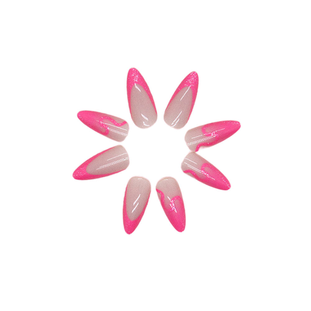 Pink Dress Press-On Nails Kit - Reusable with Glue & Gel Stickers