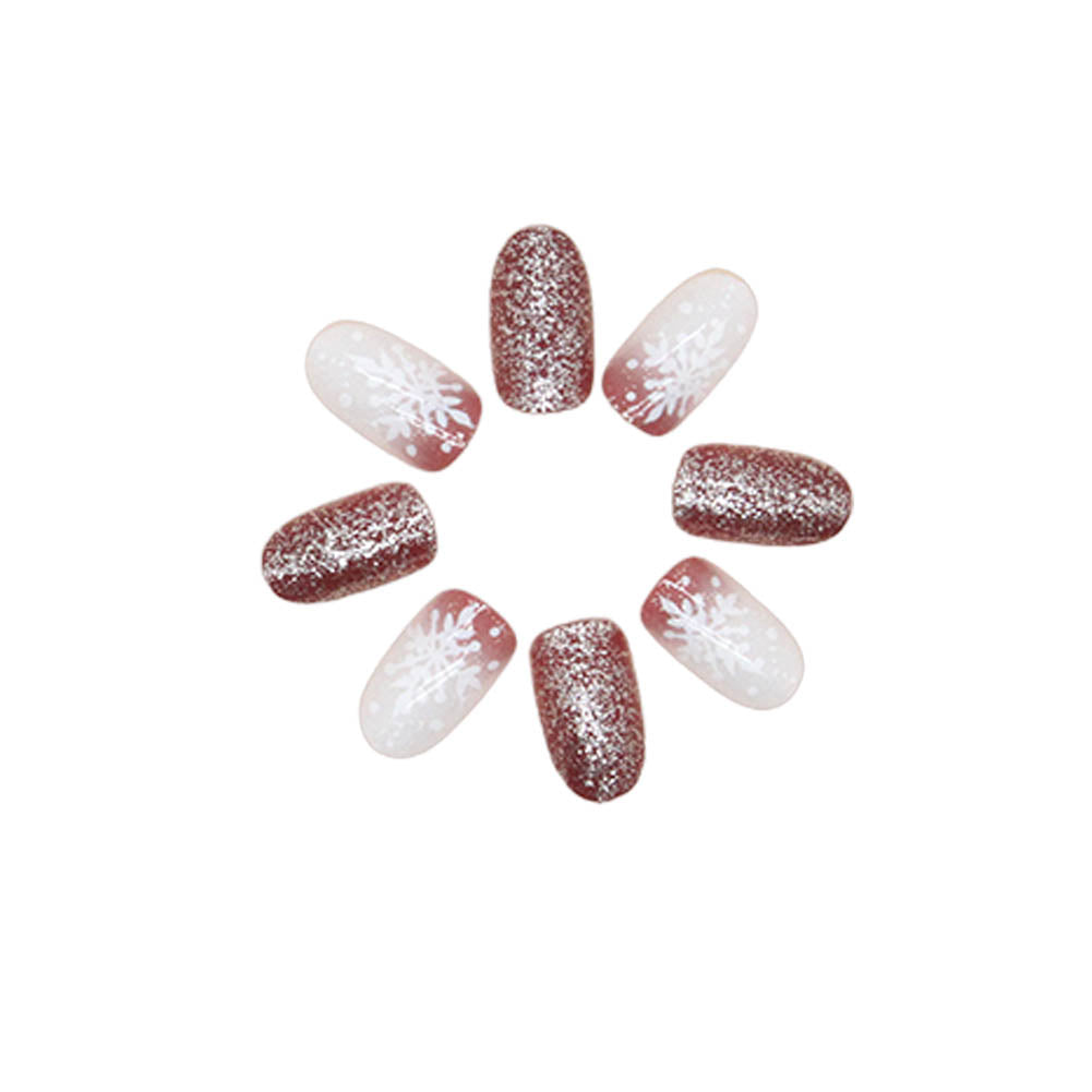 Nude Pink French Tip Press-On Nails Kit - Reusable with Glue & Gel Stickers