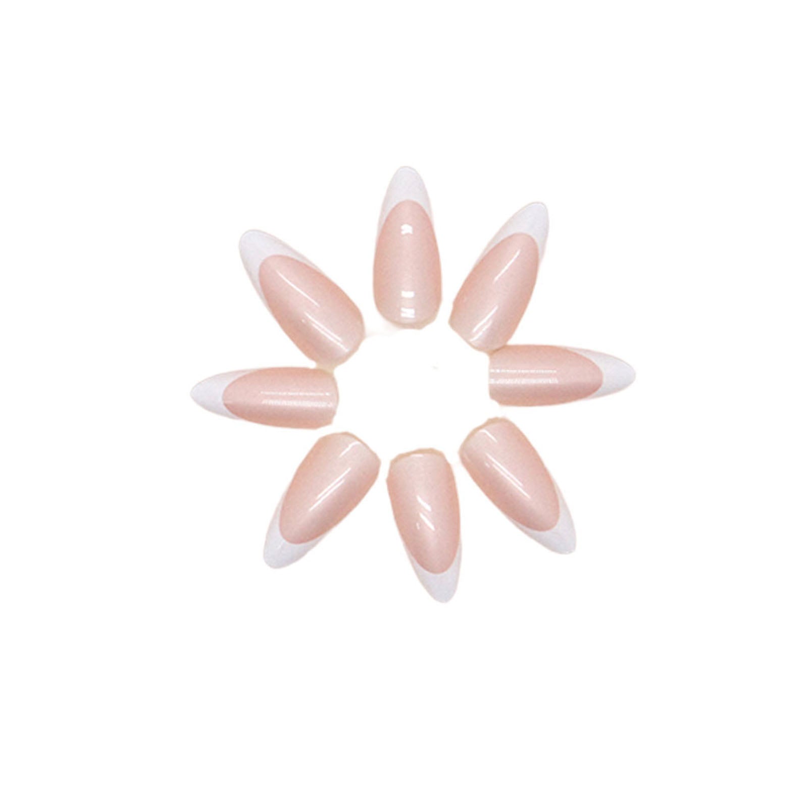 Champagne French Tip Press-On Nails Kit - Reusable with Glue & Gel Stickers