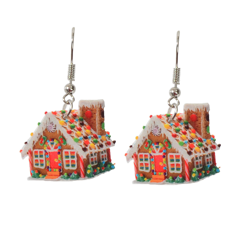 Colorful Christmas Jewellery Snow House Drop Dangle Earrings Party