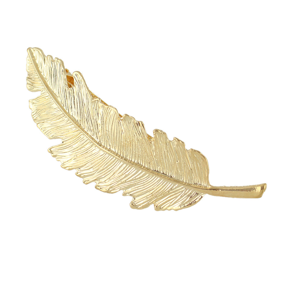 Gold & Silver Feather Metal Hair Clips - Elegant Hairgrips for Women